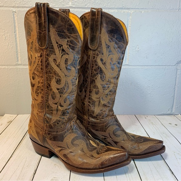 Old Gringo Chocolate Brown Leather Western Embroidered Cowboy Boot Women's 8.5 - Picture 1 of 10